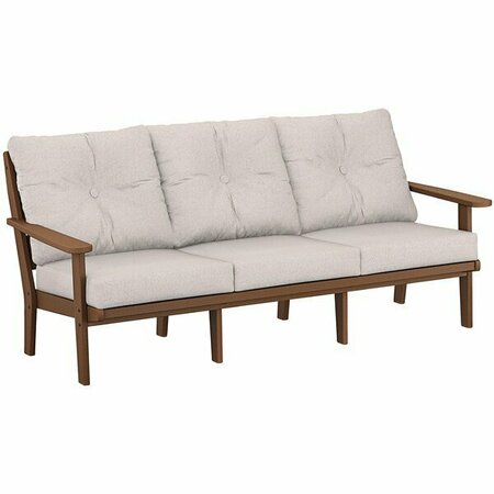 POLYWOOD Lakeside Teak / Dune Burlap Deep Seating Sofa 6334413TE145